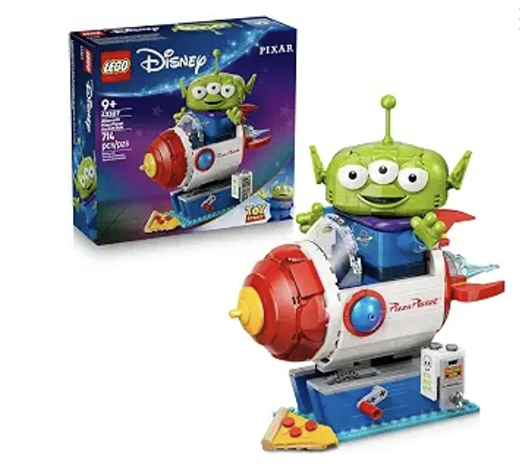 LEGO Toy Story Alien figure with Pizza Planet rocket building set