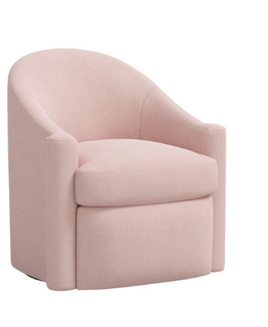 Pink Paloma barrel back swivel chair for a teen girl's bedroom reading nook.