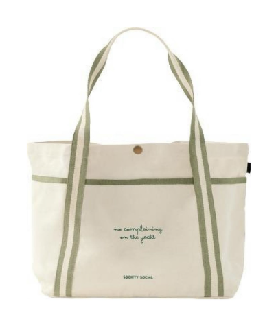 "no complaining on the yacht" tote bag. gifts for women