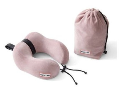 pink travel neck pillow. contour neck pillow for travel. 