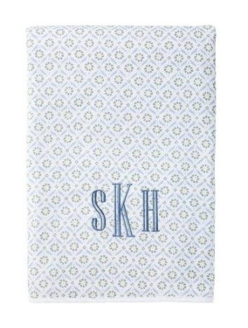 Block Print Bath Towel. Monogrammed towel for girls. 