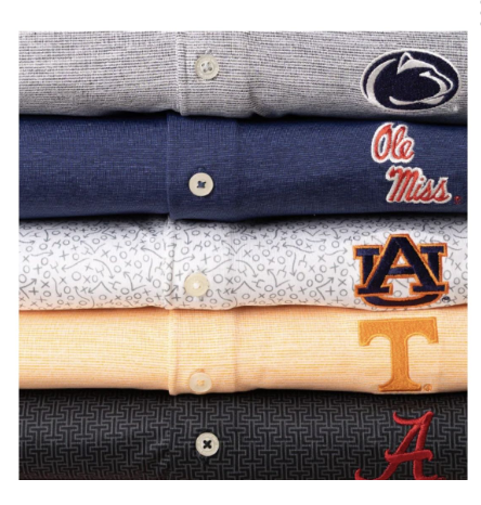 Southern Tide collegiate golf shirt featuring college team options, a classic Christmas gift for college guys.