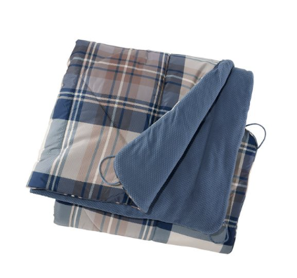 L.L.Bean fleece puffer blanket for a cozy dorm room or apartment, a practical Christmas gift for college guys.