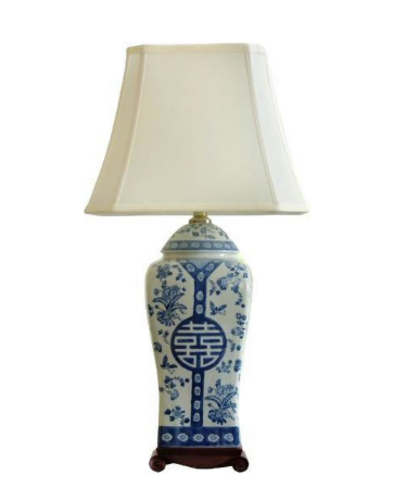 Chinoiserie-style table lamp with a decorative design, a pretty home decor gift for young adult women.