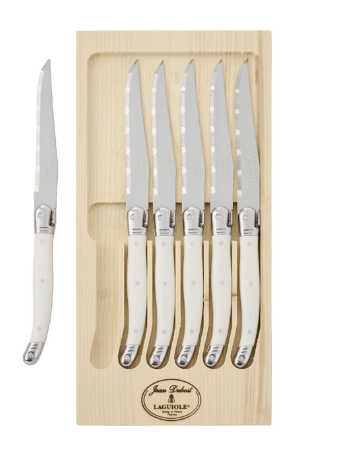 Steak knife set for serving steaks at home and entertaining guests