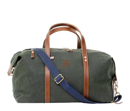 Waxed canvas weekend duffle bag for men's overnight trips and weekend travel