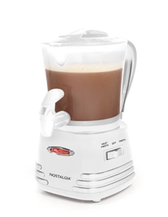Retro hot chocolate maker for preparing warm drinks and creating cozy family movie nights.