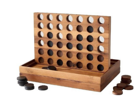 Wooden Four in a Row game set for classic family entertainment and friendly competition.