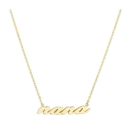 Nana script necklace, a personalized jewelry gift for a grandmother.