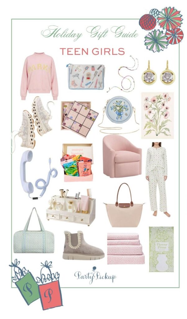 Christmas gift ideas for teen girls featuring cute clothing, beauty accessories, pink bedroom decor, shoes, pajamas, and fun gifts for 2026.